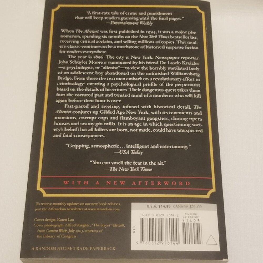 $7 if bundled, Caleb Carr's The Alienist paperback - Picture 2 of 4